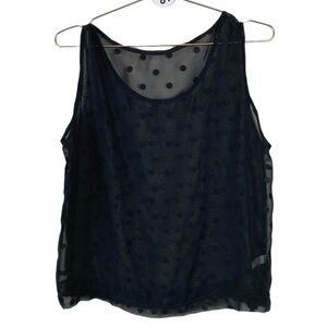 American apparel black chiffon polkadot tank top